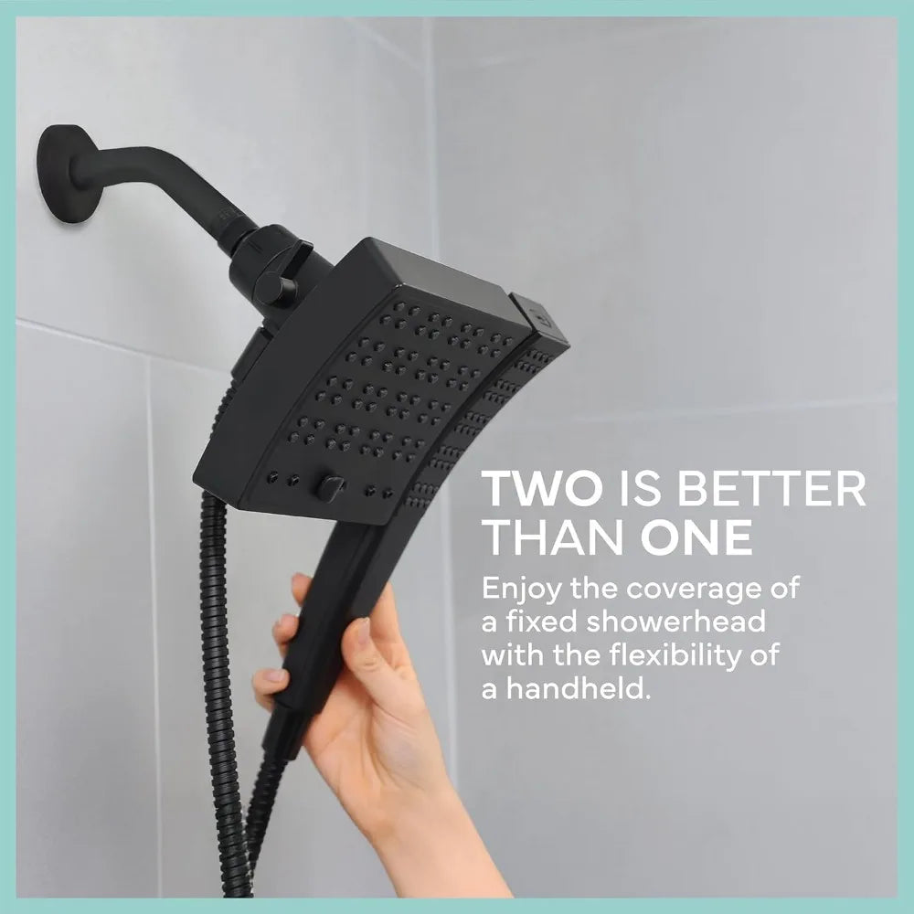 Dual Function Shower Set With Fixed And Handheld Heads For Modern Bathrooms And Showers
