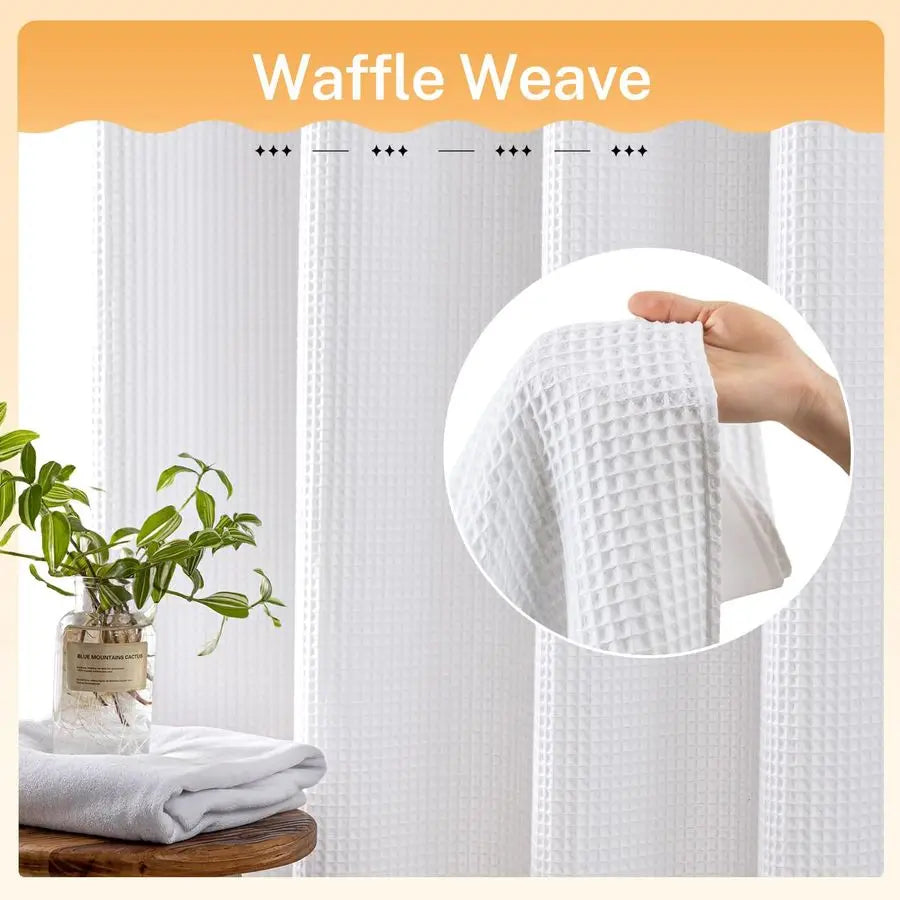 Polyester Shower Curtain Set With Snap In Replacement Liner And Split Rings No Tools Required 200Gsm Heavyweight Fabric