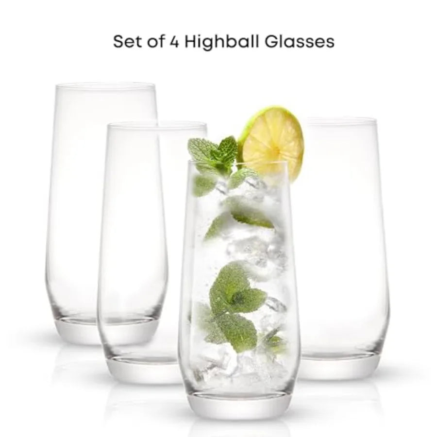 Highball Glasses 4Piece Set Lead Free Crystal Drinking Glasses