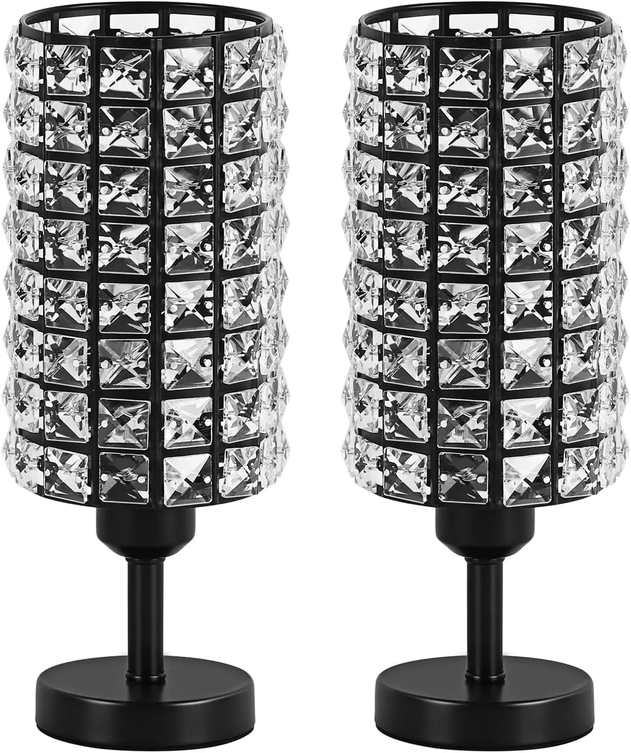 Elegant Crystal Table Lamps Set of 2 Modern Bedside Lamps