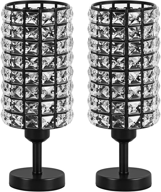 Elegant Crystal Table Lamps Set of 2 Modern Bedside Lamps