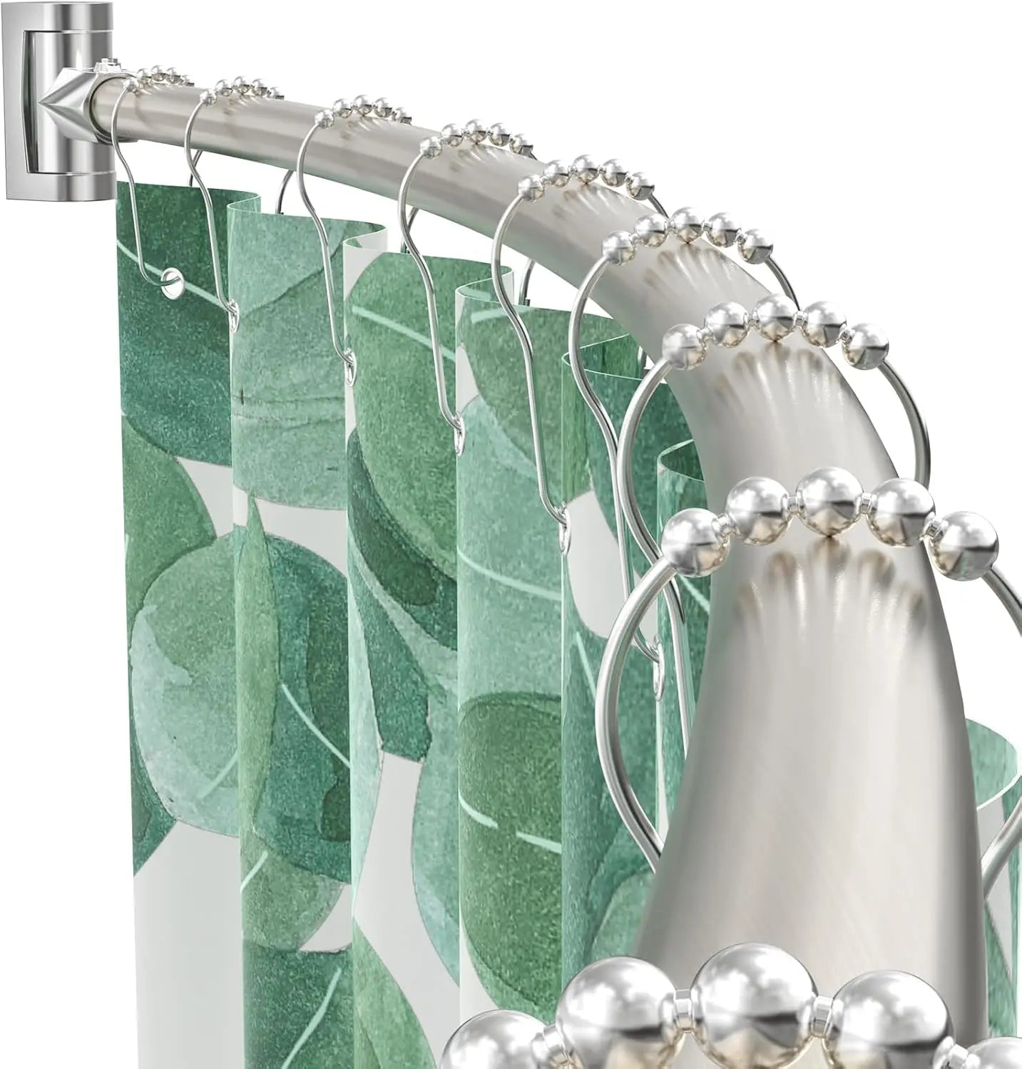 Curved Shower Curtain Rod Wall Mounted Adjustable Metal For Bathroom