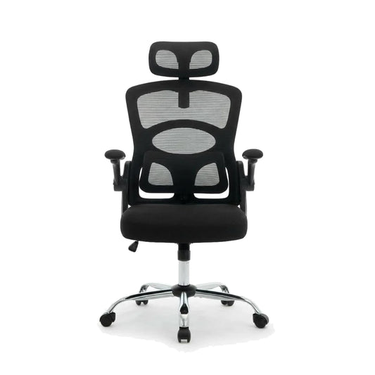 Ergonomic Office Chair with 4-Level Adjustable Lumbar Support, High Back Mesh Desk Chair with Flip-Up Arms, Base Computer Chair