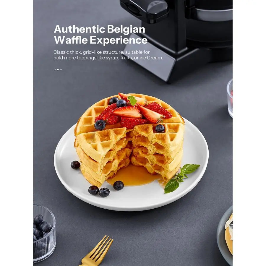 Belgian Waffle Maker Nonstick Rotating Waffle Iron With Double Flip