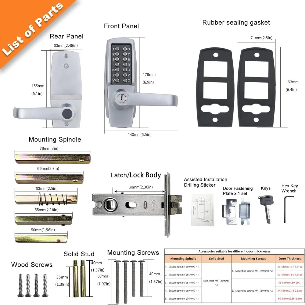 Kankeirr Mechanical Entry Door Lock With 14 Digit Keypad