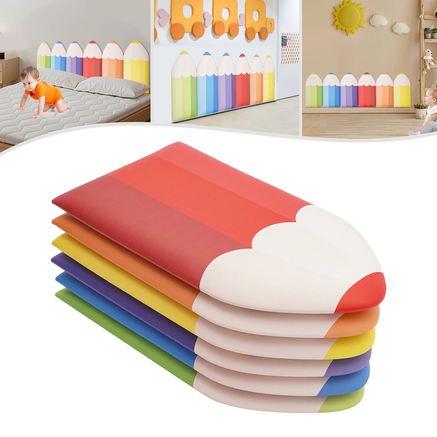 3D Pencil Shaped Wall Padding for Kids Playroom Wall Protection