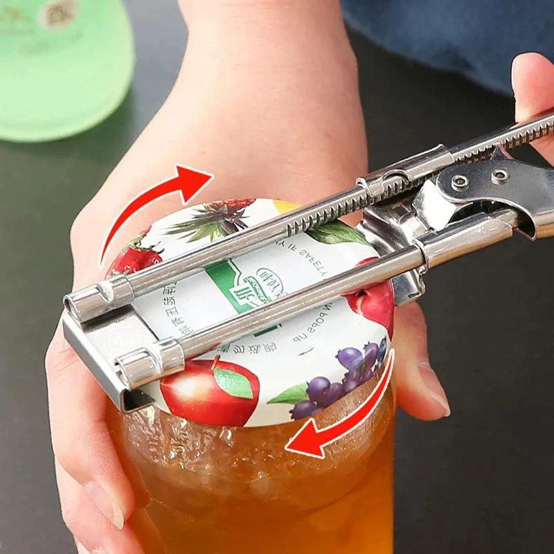 Stainless Steel Adjustable Bottle Jar And Can Opener With Non Slip Handle For Kitchen Tasks