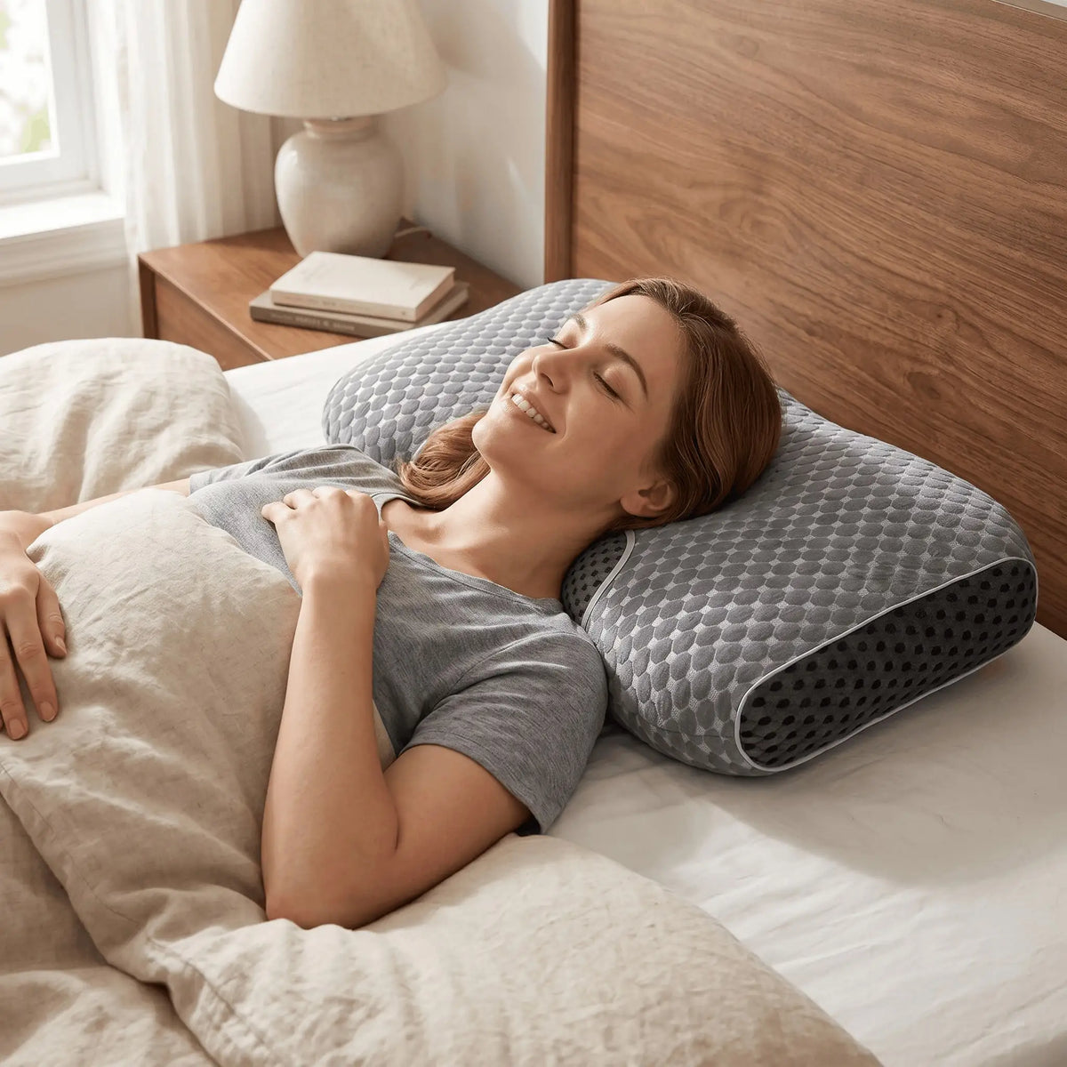 Ergonomic Neck Massage Pillow for Comfortable Sleep and Shoulder Support