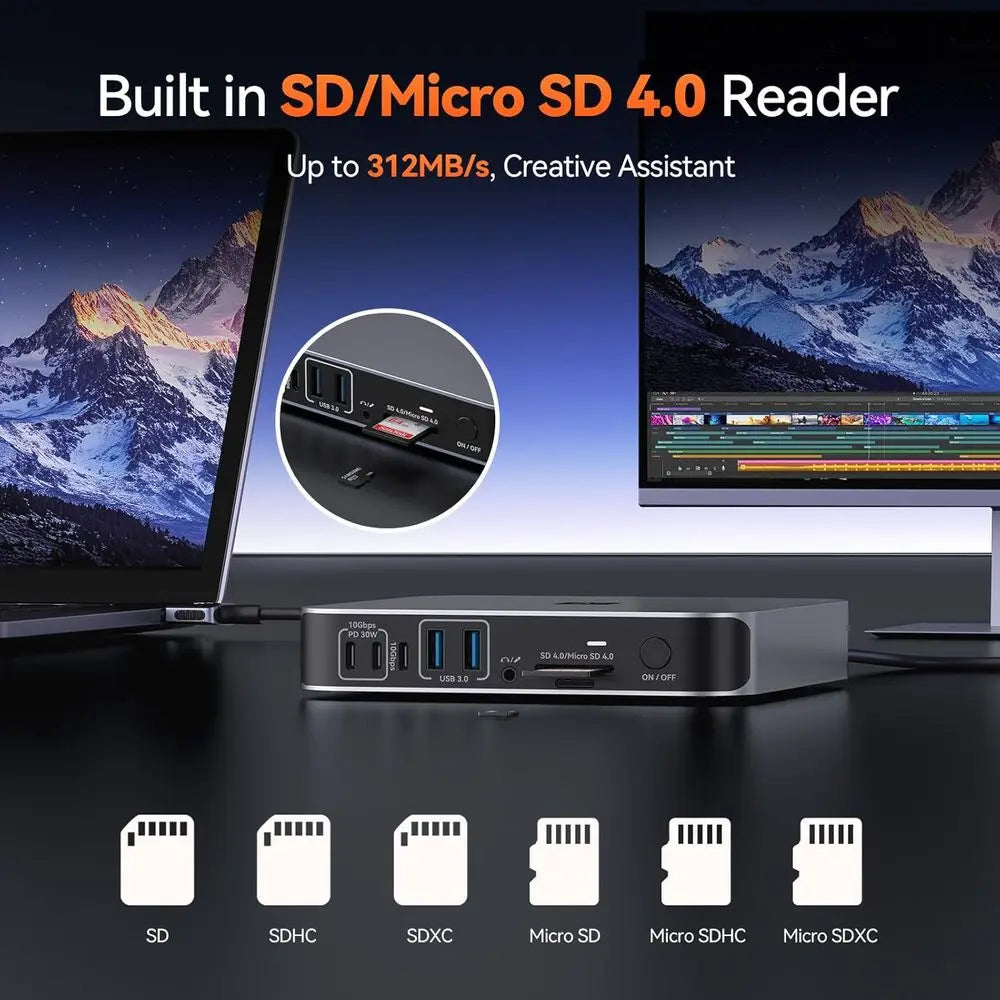 Universal Docking Station For Dual Monitors MacBook Pro HDMI And USB C 4K 60Hz With 150W Power