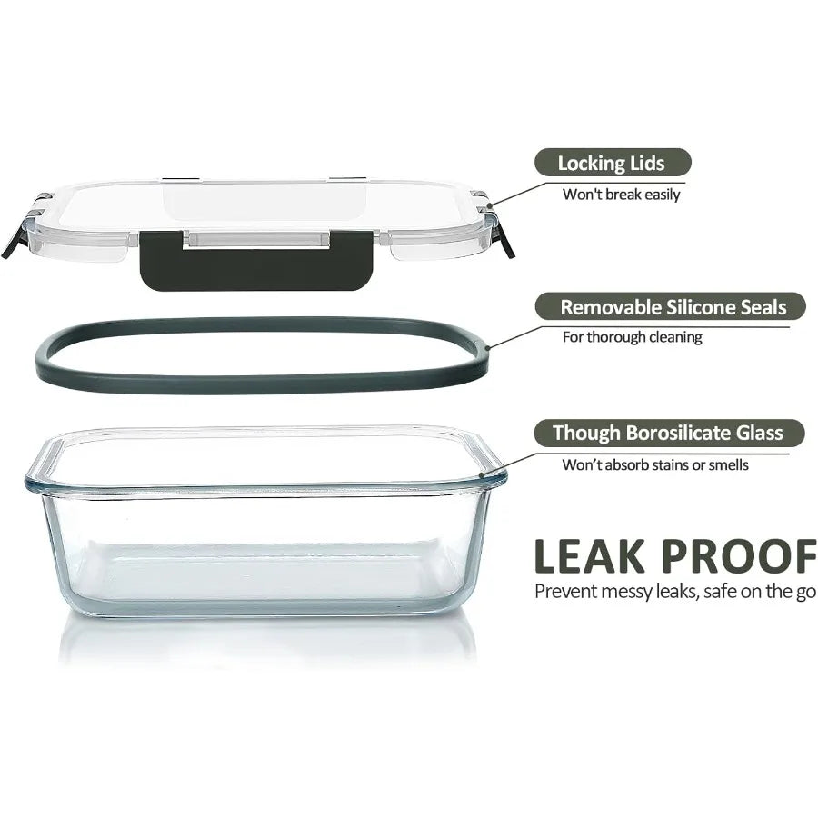 Glass Food Storage and Baking Containers Set with Airtight Lids Microwave Safe for Meal Prep and Leftovers