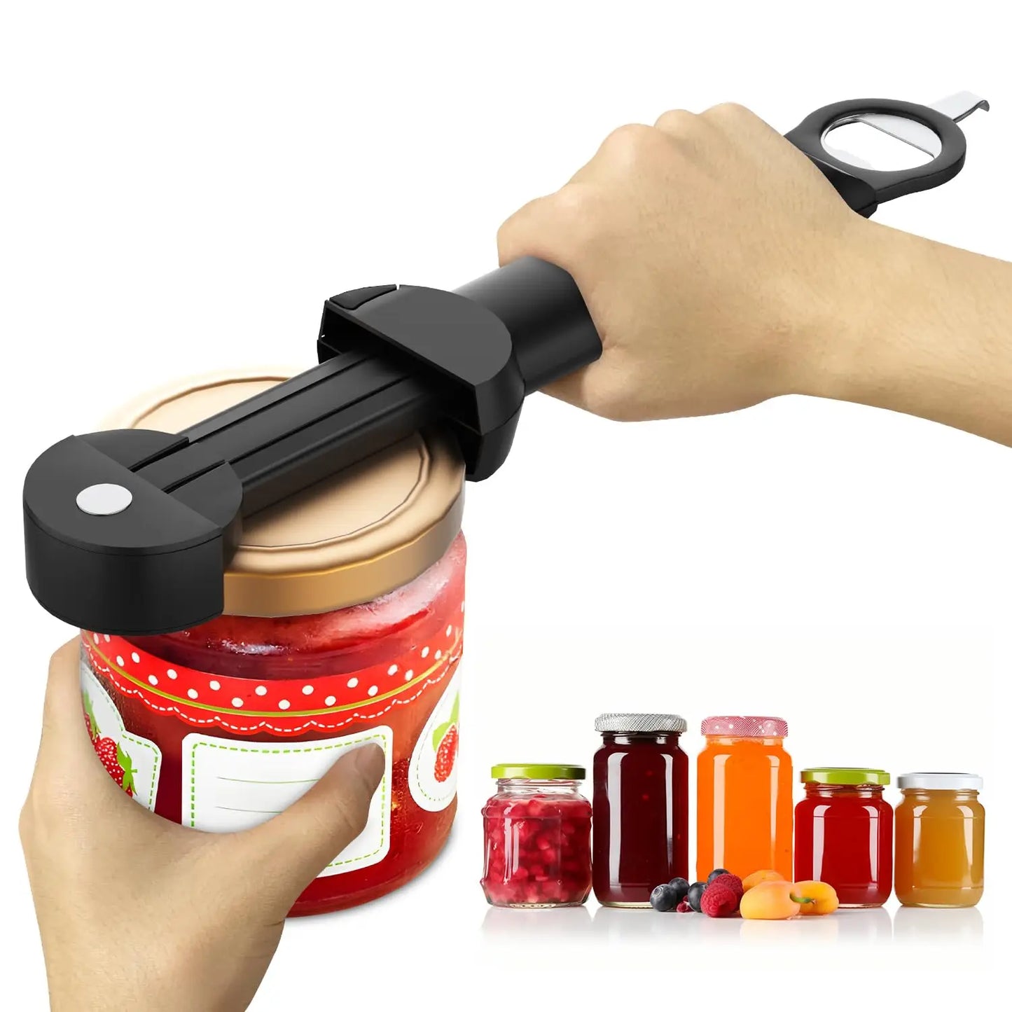 Ergonomic Multifunctional Bottle Opener Adjustable Stainless Steel For Seniors With Easy Grip