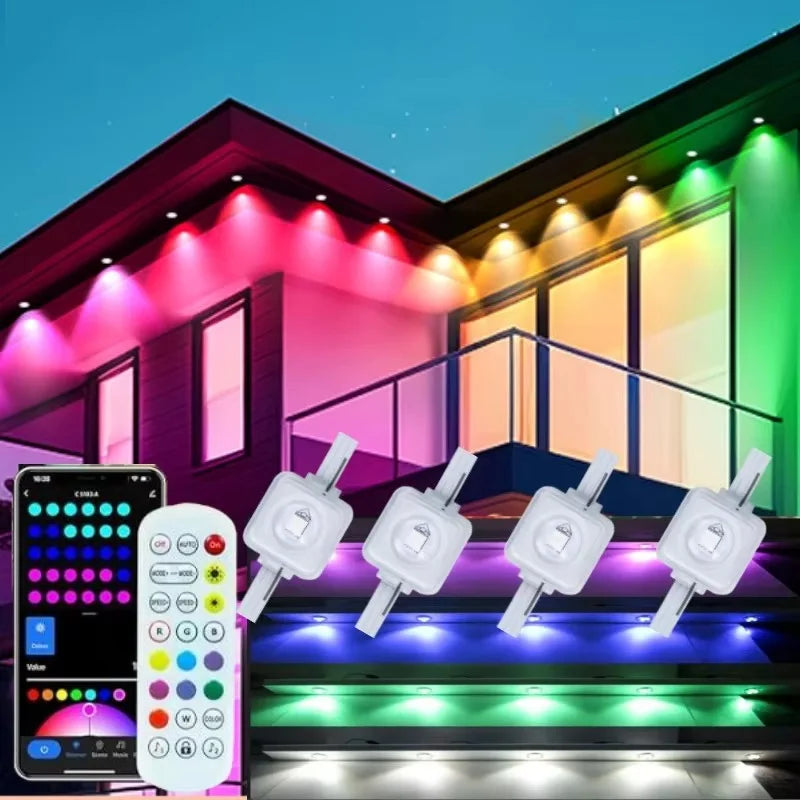 MIMIRGB Outdoor Eaves Light String IP67 Waterproof With App Remote Control And Music Sync For Roof Decor