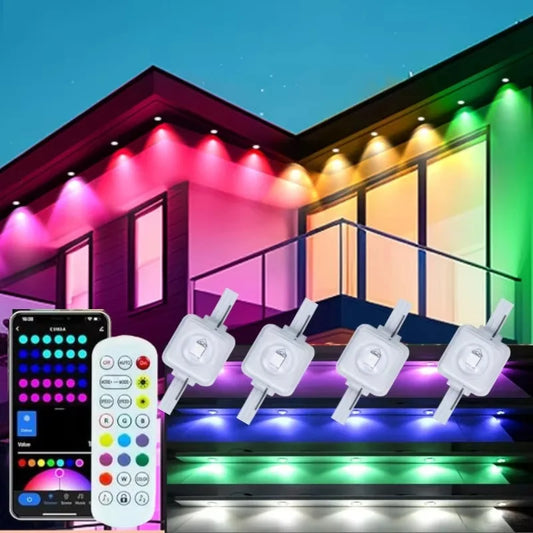 MIMIRGB Outdoor Eaves Light String IP67 Waterproof With App Remote Control And Music Sync For Roof Decor