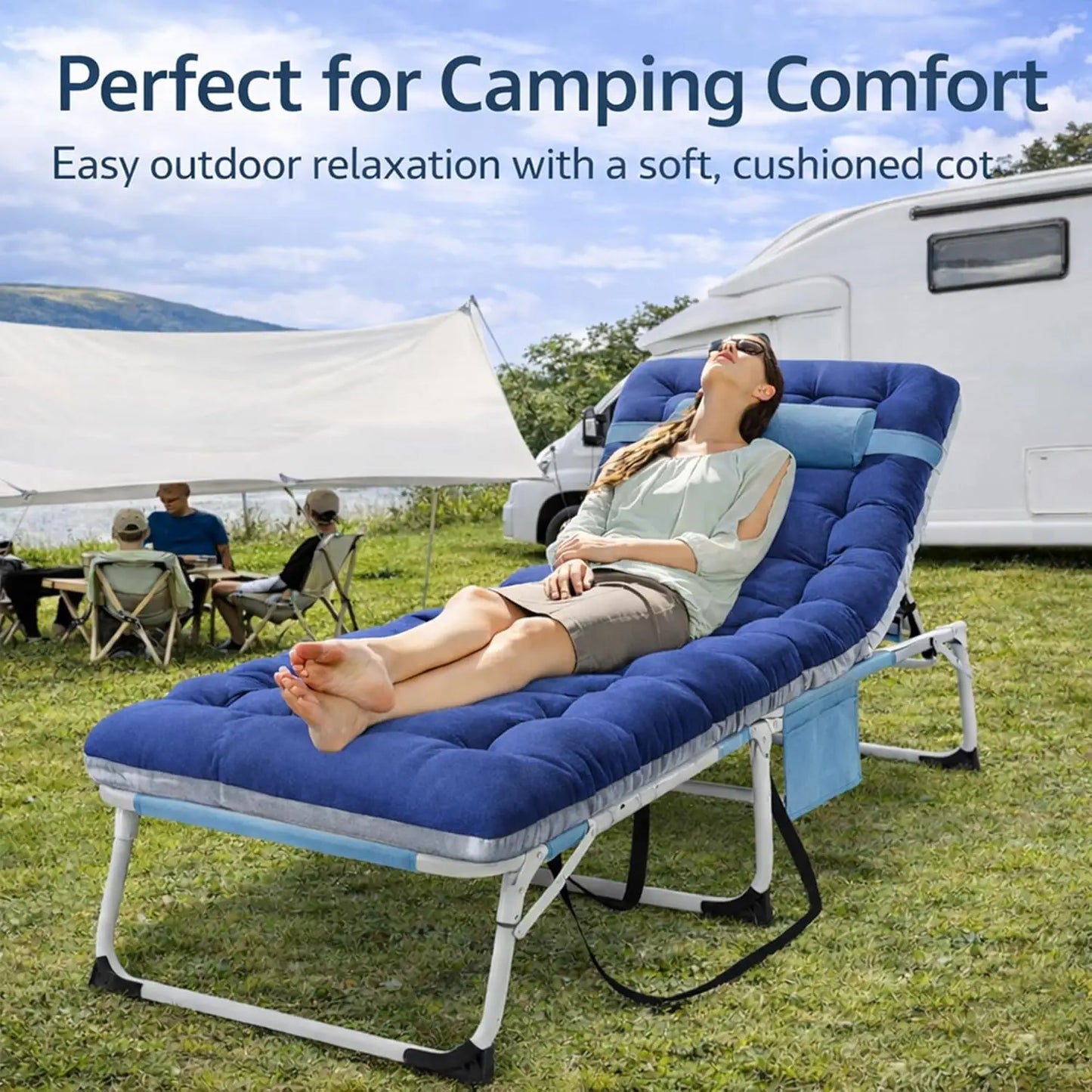 4-In-1 Outdoor Lounge Chair With Face Holes For Tanning Heavy-Duty Recliner Weather-Resistant For Poolside And RV