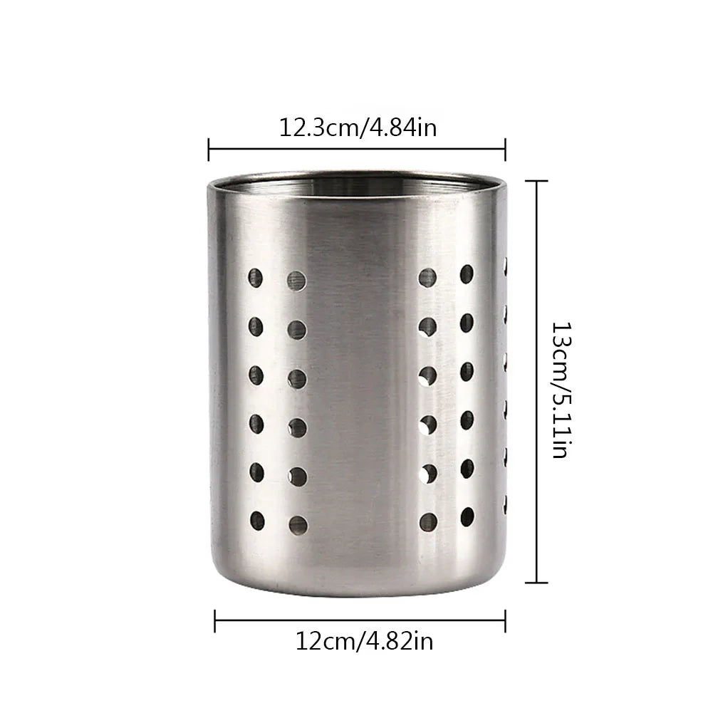 Stainless Steel Countertop Utensil Organizer Cutlery Holder With Drain Holes