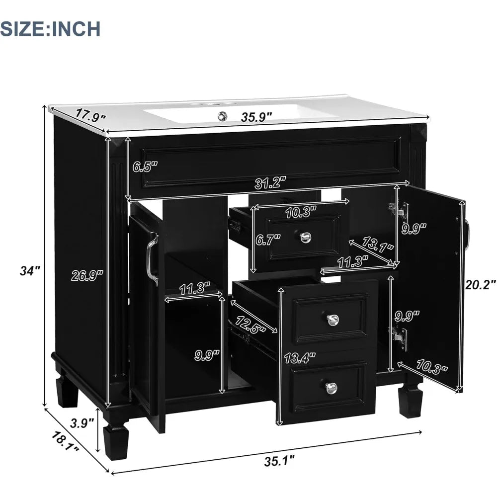 RBXC Bathroom Vanity With Sink And Mirror Medicine Cabinet