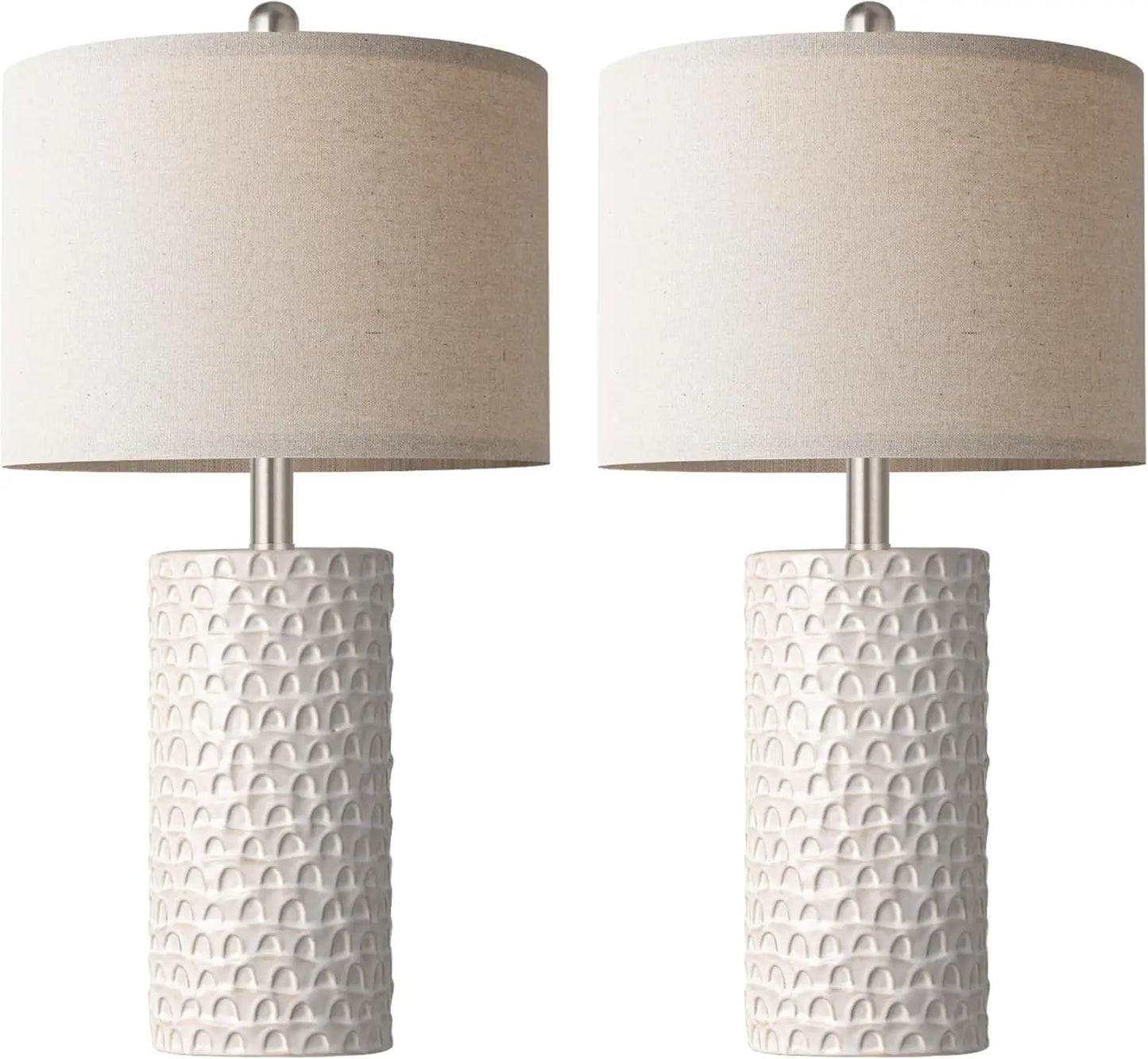 Modern Ceramic Table Lamp Set of 2, Rustic Farmhouse Lamps