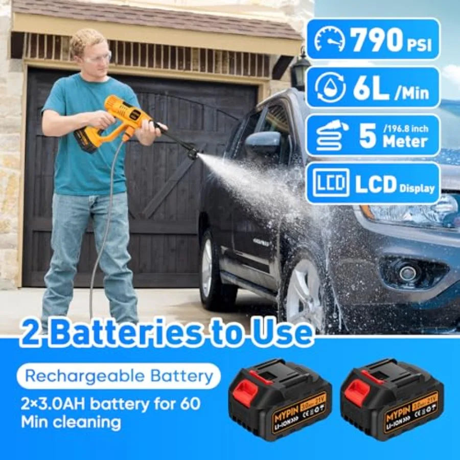 Portable Cordless Pressure Washer 790 PSI For On The Go Outdoor Cleaning With Lightweight Design