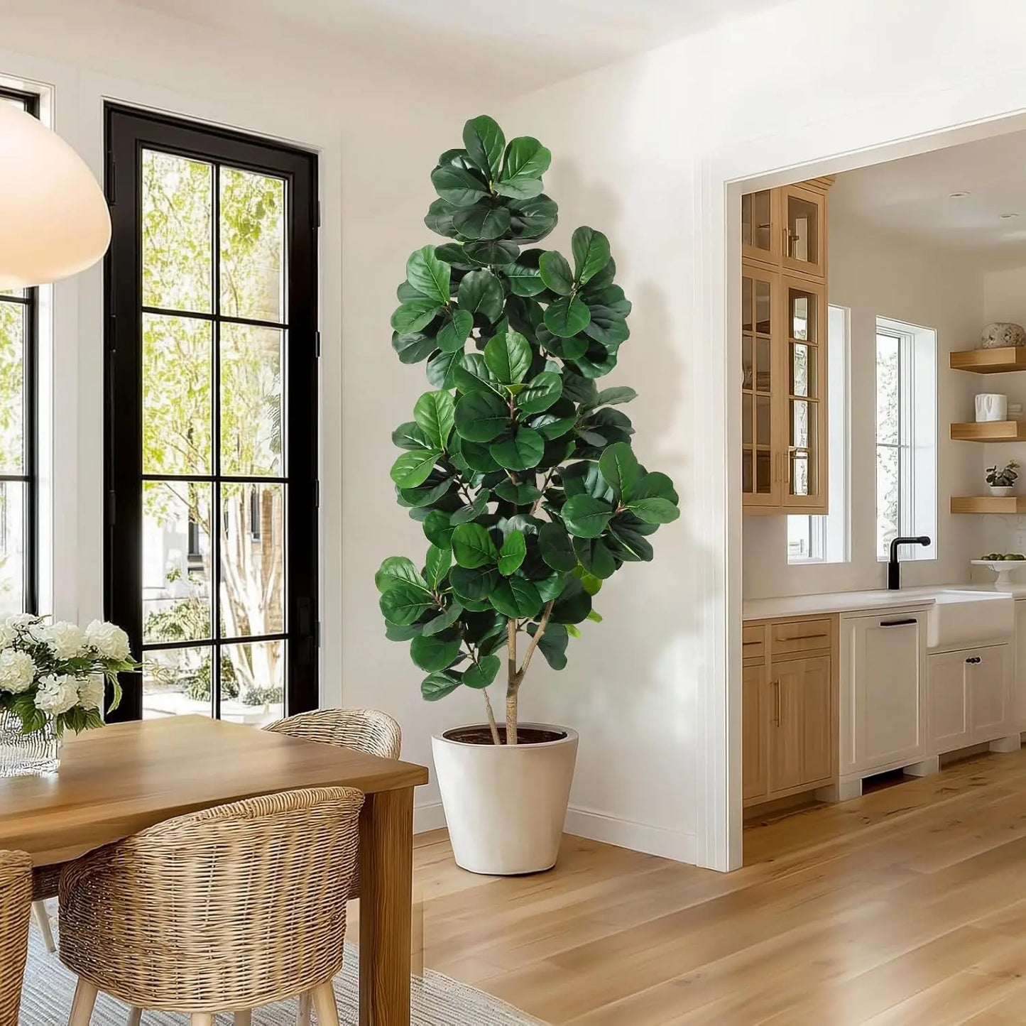 HiMISSCN Fiddle Leaf Fig Tree Artificial With Realistic Ficus Lyrata Leaves In Planter For Elegant Home Decor