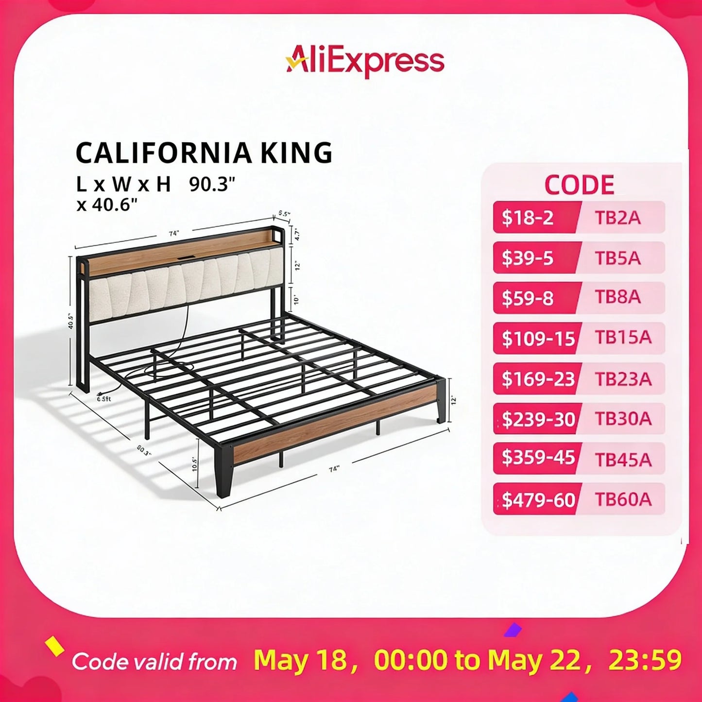 Likimio Bed Frame With Storage Headboard And Charging Station With USB Ports And Outlets With Heavy Duty Metal Slats