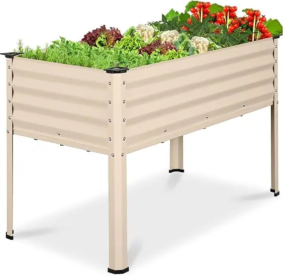 Galvanized Elevated Flower Bed Planter For Raised Garden Beds Ergonomic Gardening