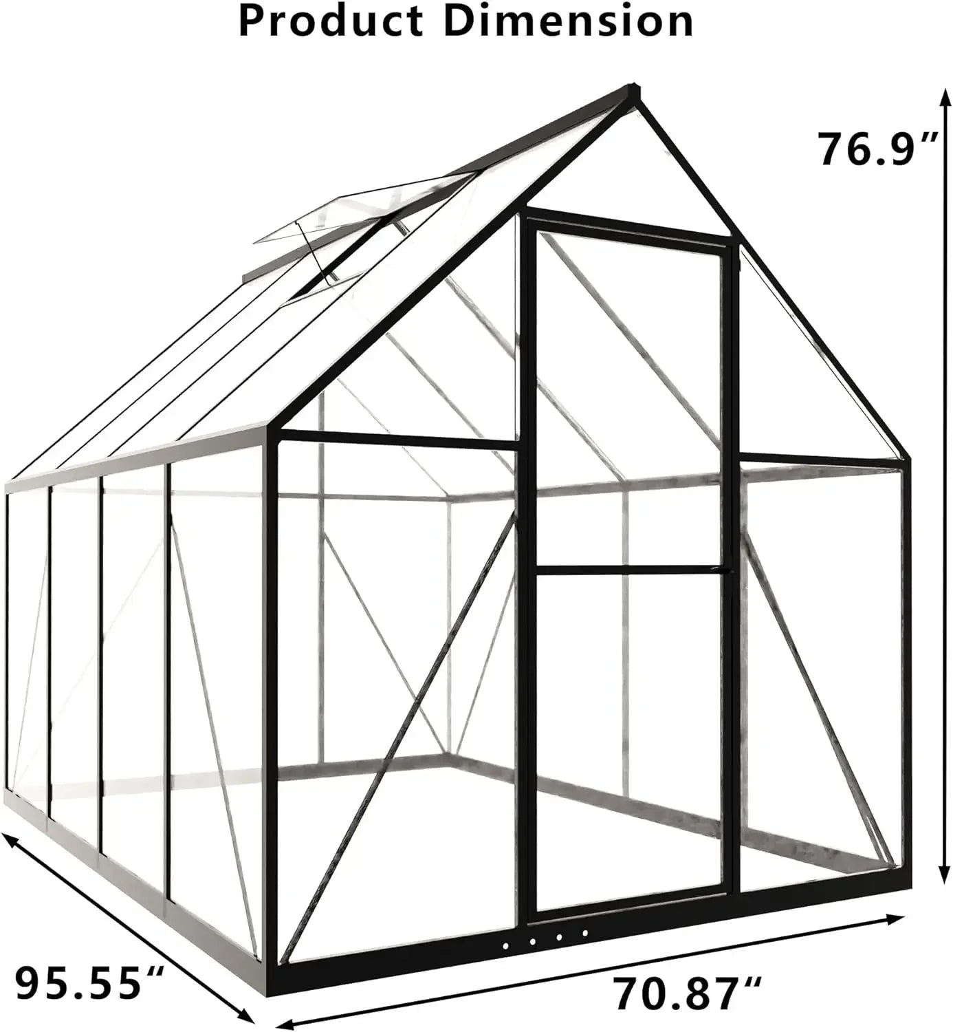 Polycarbonate Greenhouse Outdoor Walk In Heavy Duty Aluminum Frame With Roof Vent For Garden