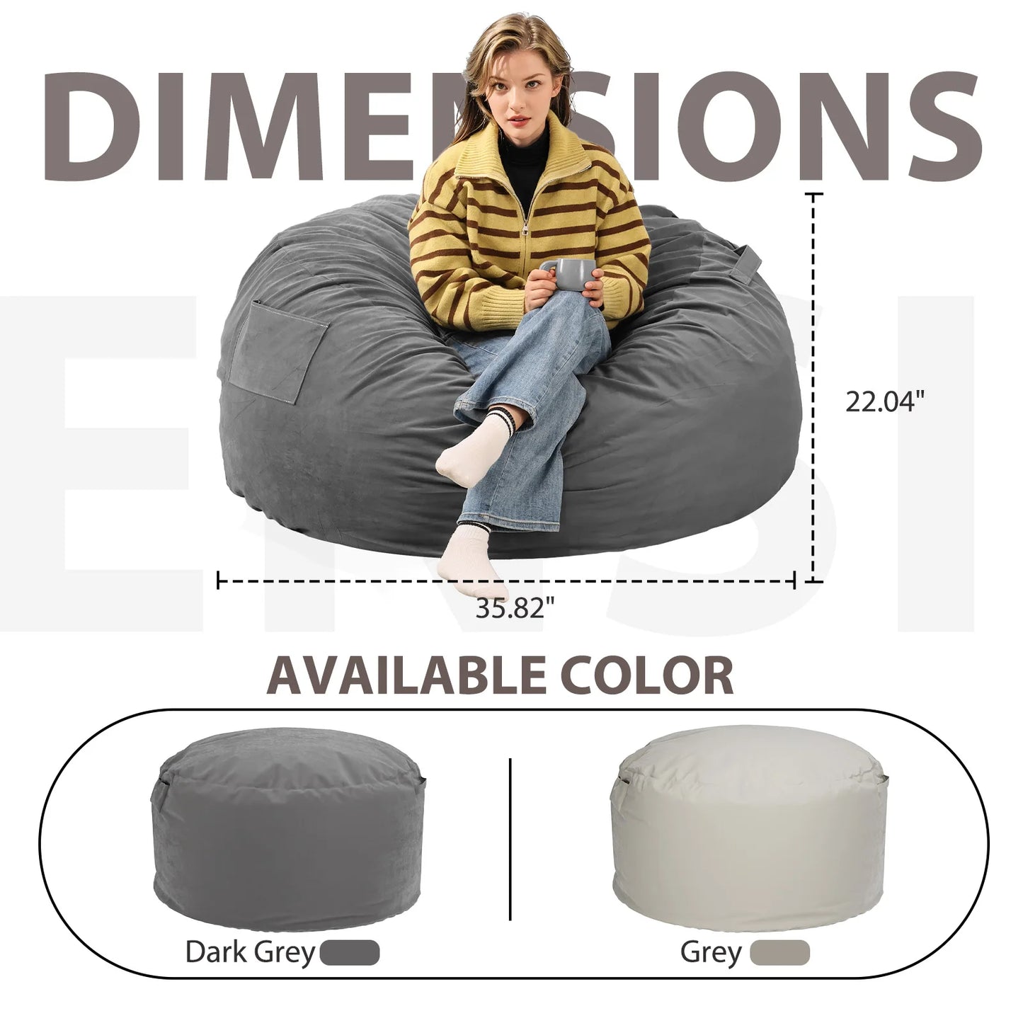 Oversized BeanBagChair For GamingAndReading With Removable Washable Cover Durability Assured