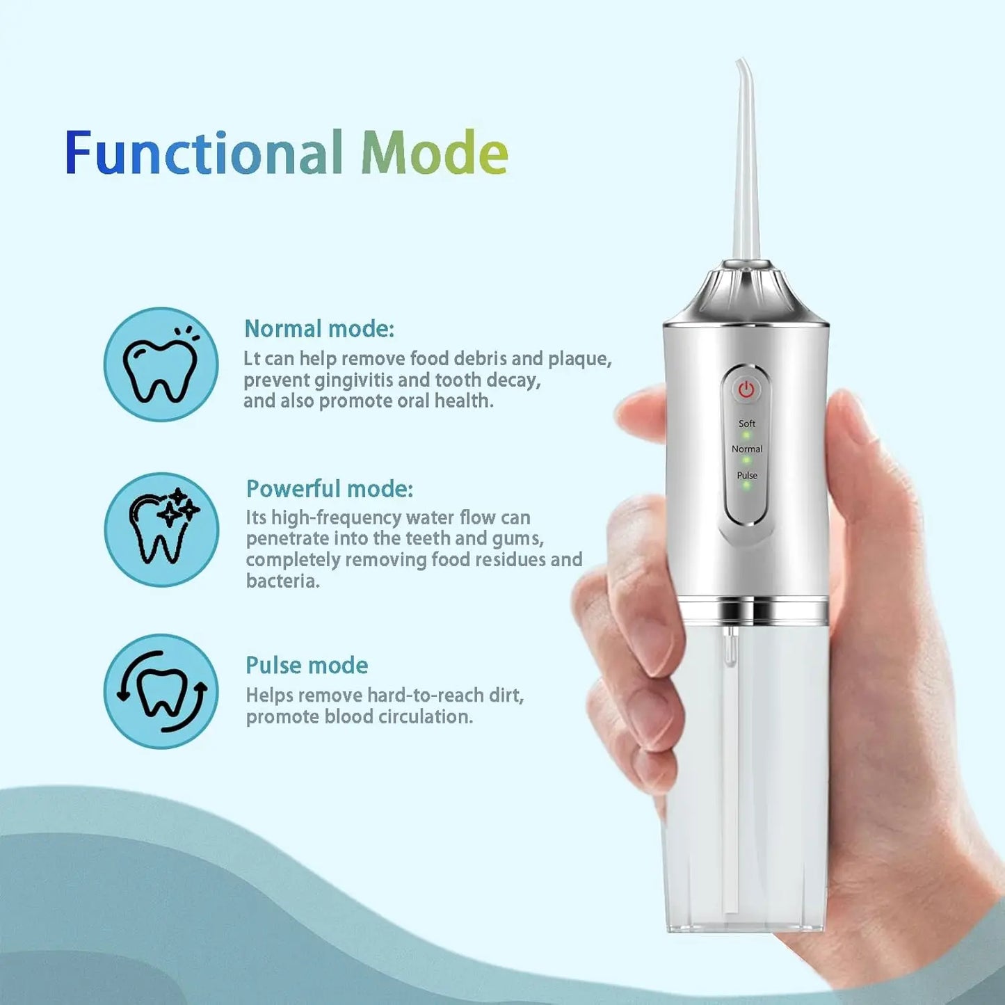 USB Rechargeable Water Flosser With 3 Speed Settings IPX7