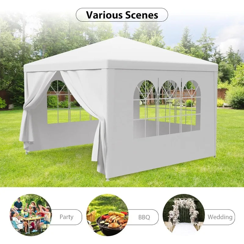 OutdoorWeatherproof Canopy Tent With Removable Sidewalls And Mesh Window Enclosures
