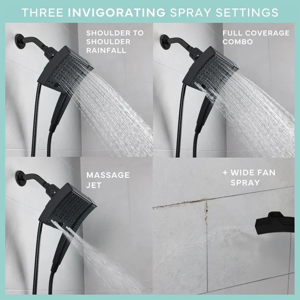 Dual Function Shower Set With Fixed And Handheld Heads For Modern Bathrooms And Showers