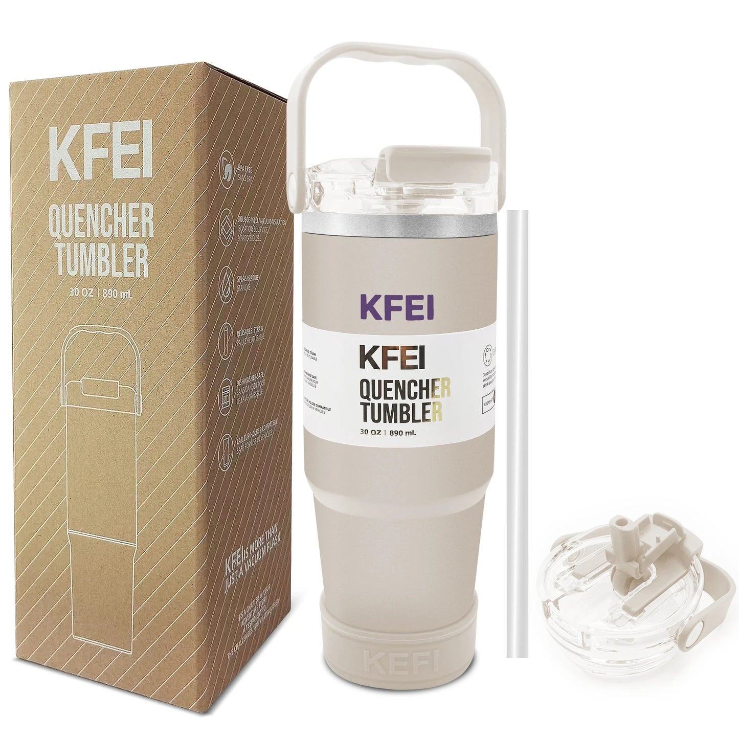 NONEDrinkware Double Wall Stainless Insulated Tumbler With Lid Straw