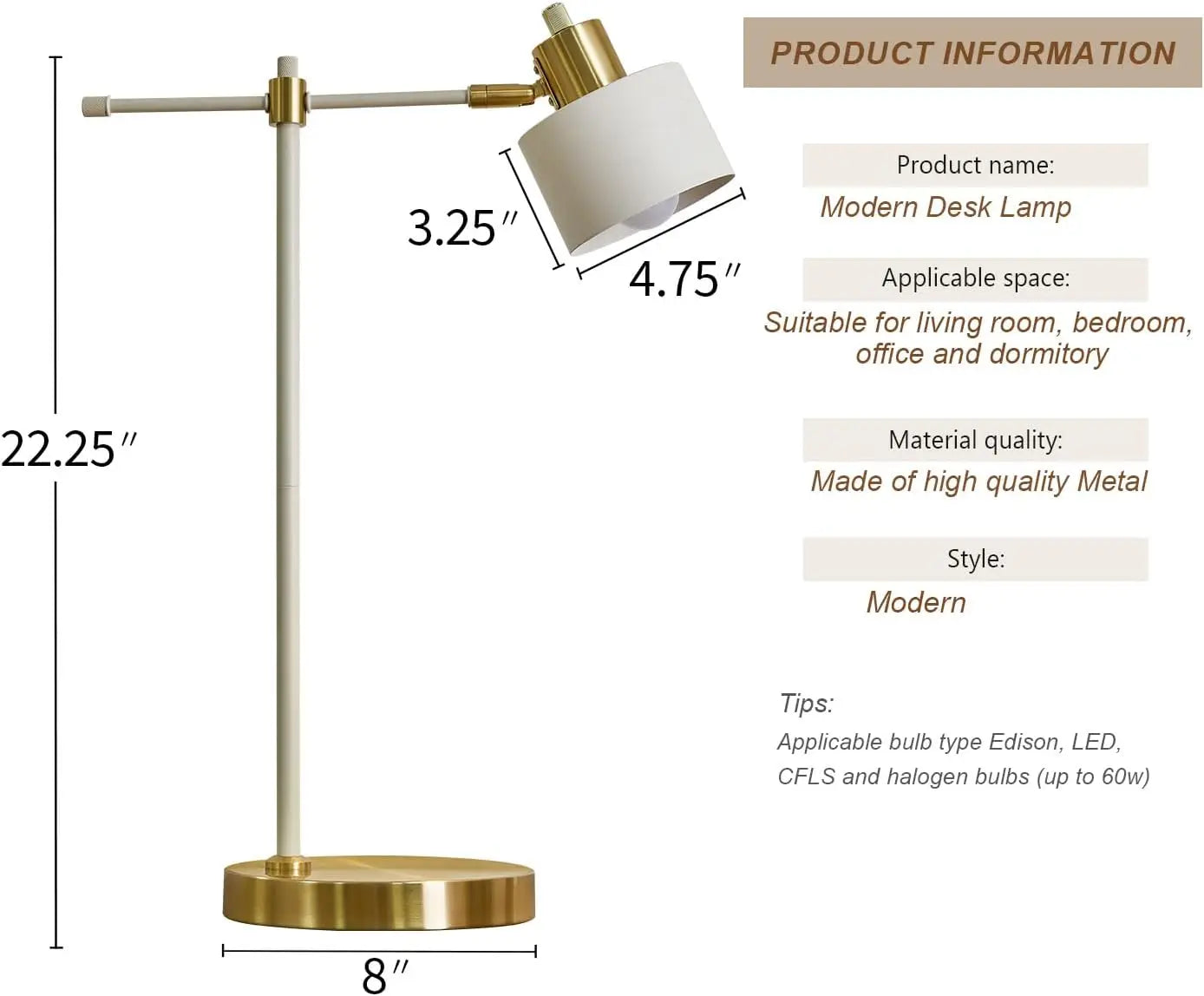 Industrial LED Desk Lamp With Adjustable Arm Bulbs Included Rotates 270 Degrees Tilts 45 Degrees