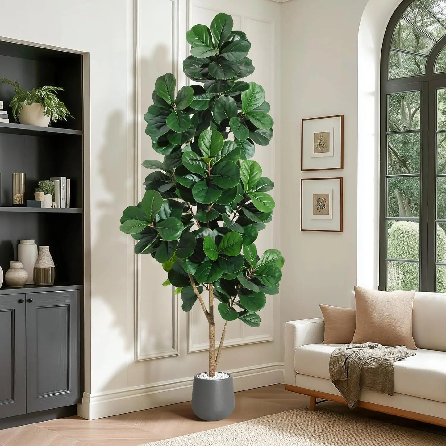 HiMISSCN Fiddle Leaf Fig Tree Artificial With Realistic Ficus Lyrata Leaves In Planter For Elegant Home Decor