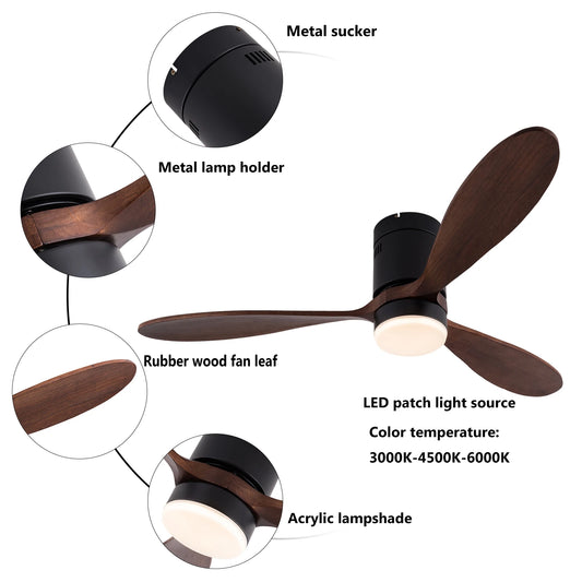Smart Ceiling Fan With Remote Control And Dimmable Light Six Speeds