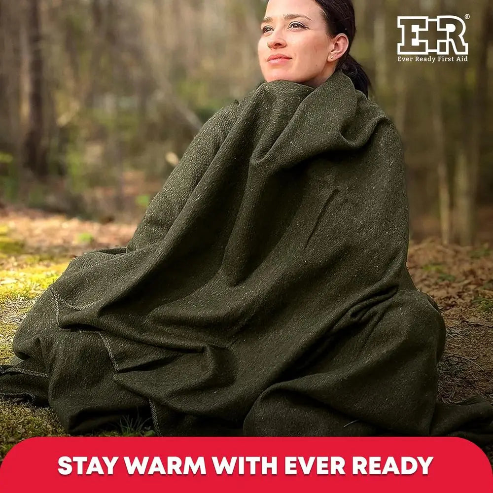 Military Style Acrylic Fire Retardant Durable Warm Blanket Olive Green