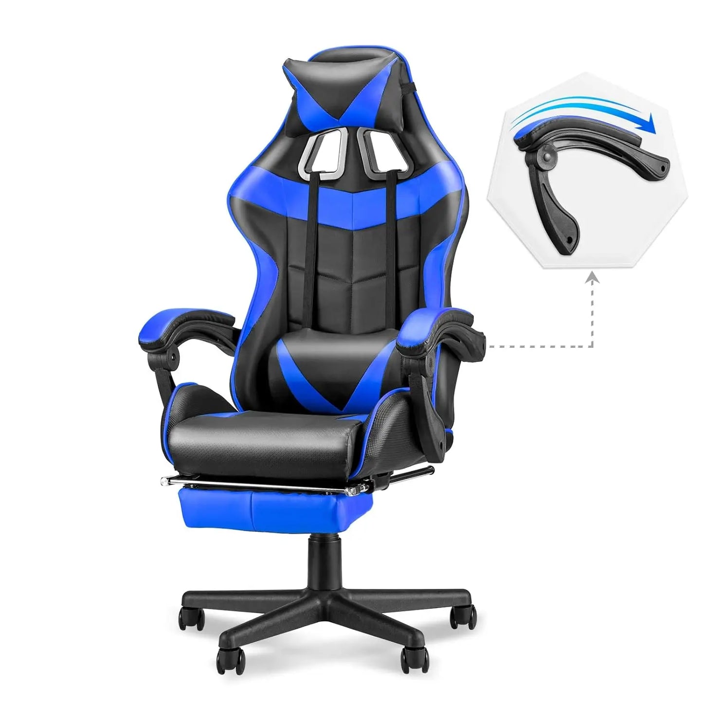 Pink Ergonomic Gaming Chair with Bunny Ears Footrest Headrest Lumbar Support for Home Office PC, Customized