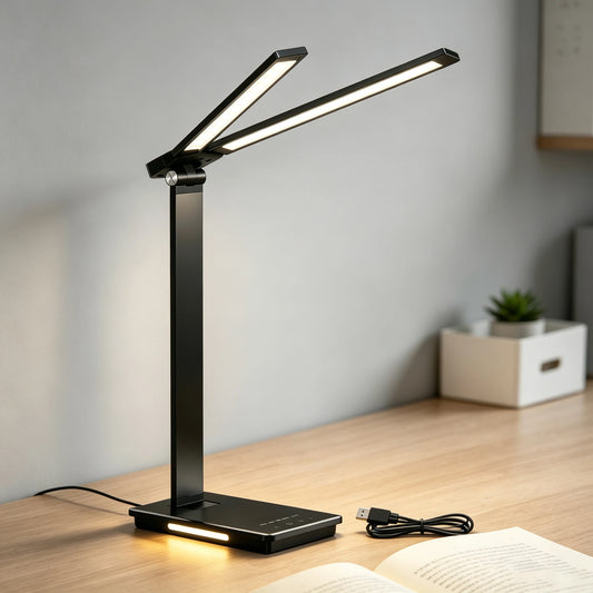 Dumiloo Dual Arm Led Desk Lamp Dimmable Reading Light Flicker Free