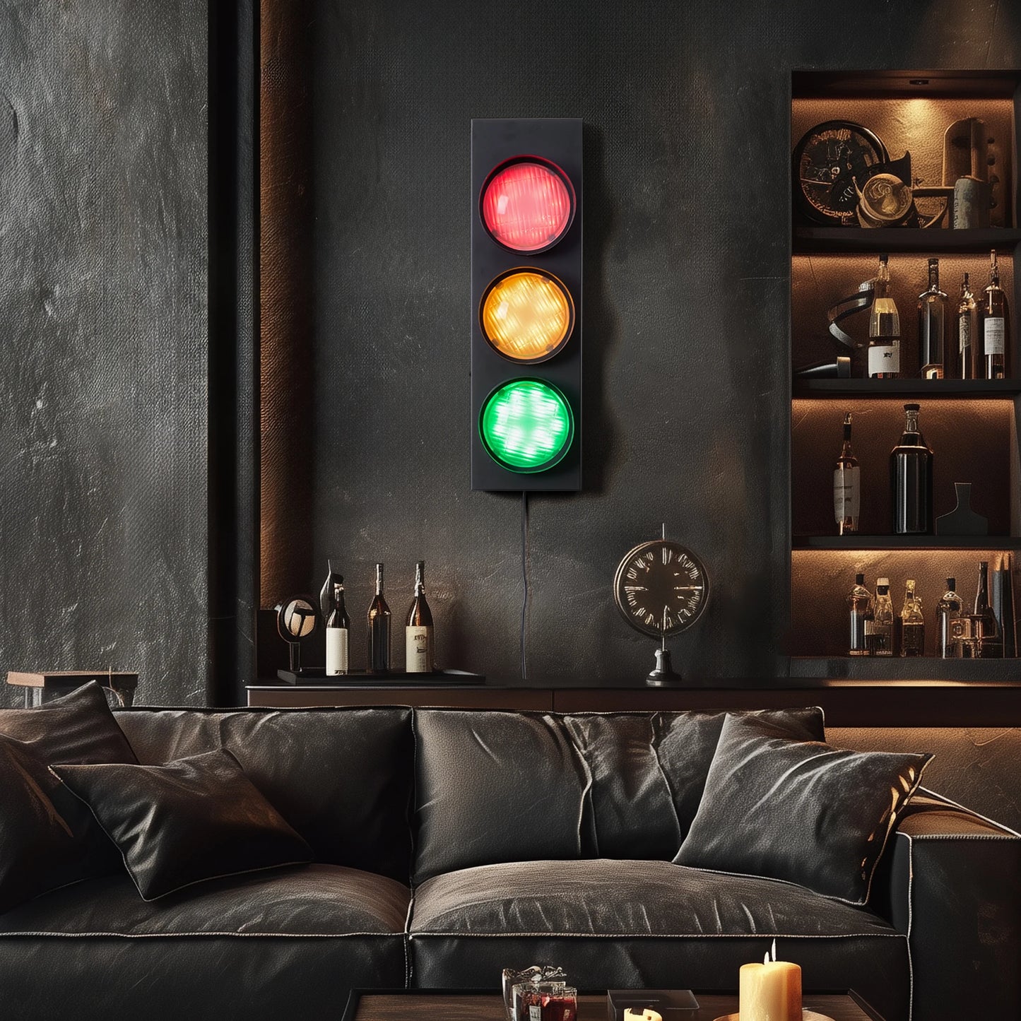Traffic Light Wall Decor, LED Light Wall Lamp 18.5’’ Retro Entertainment Signal Light for Living Room, Bedroom, Bar, Club