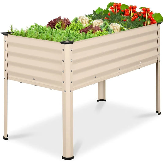 Galvanized Elevated Flower Bed Planter For Raised Garden Beds Ergonomic Gardening