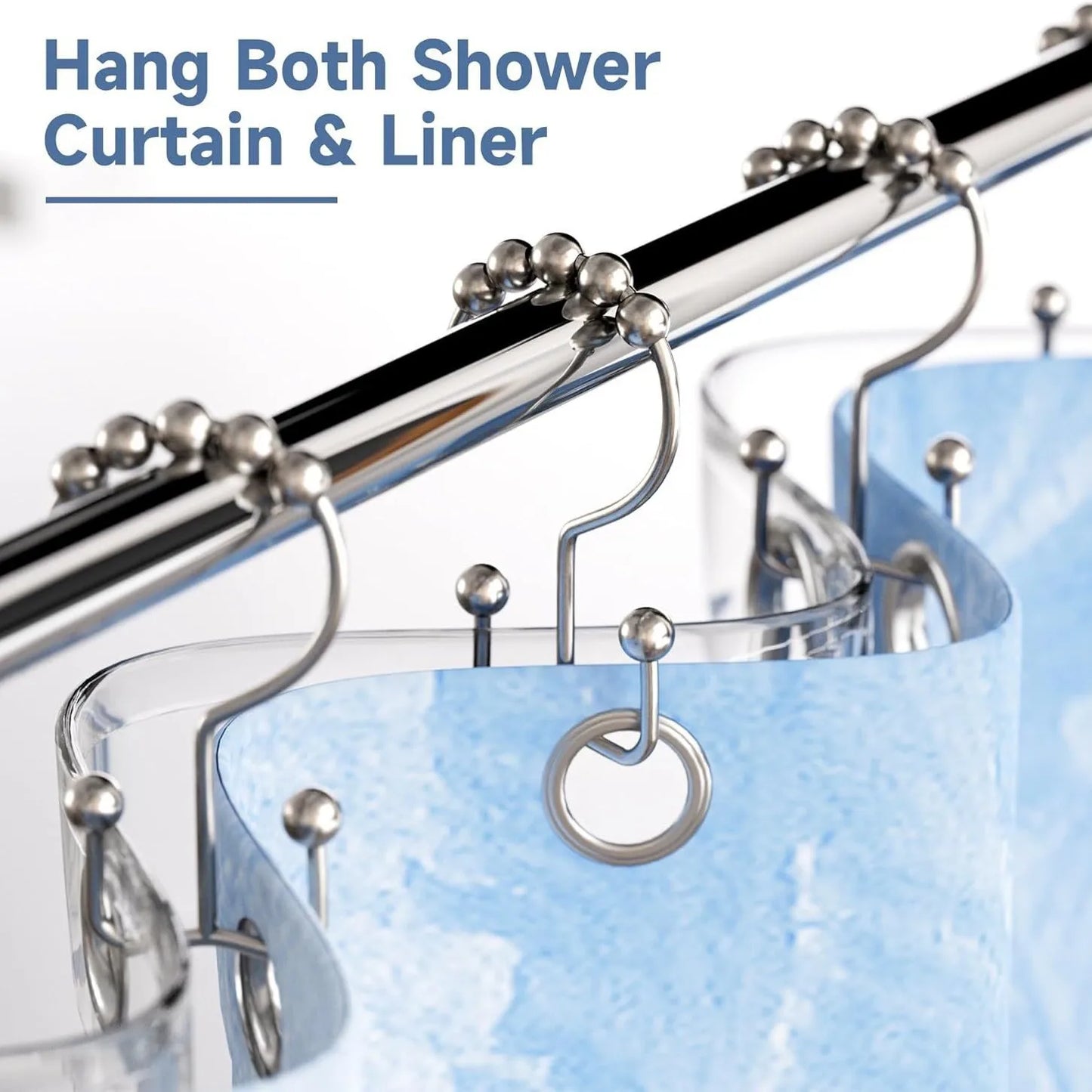 Decorative Stainless Steel Shower Curtain Hooks Moisture Resistant Durable Bathroom