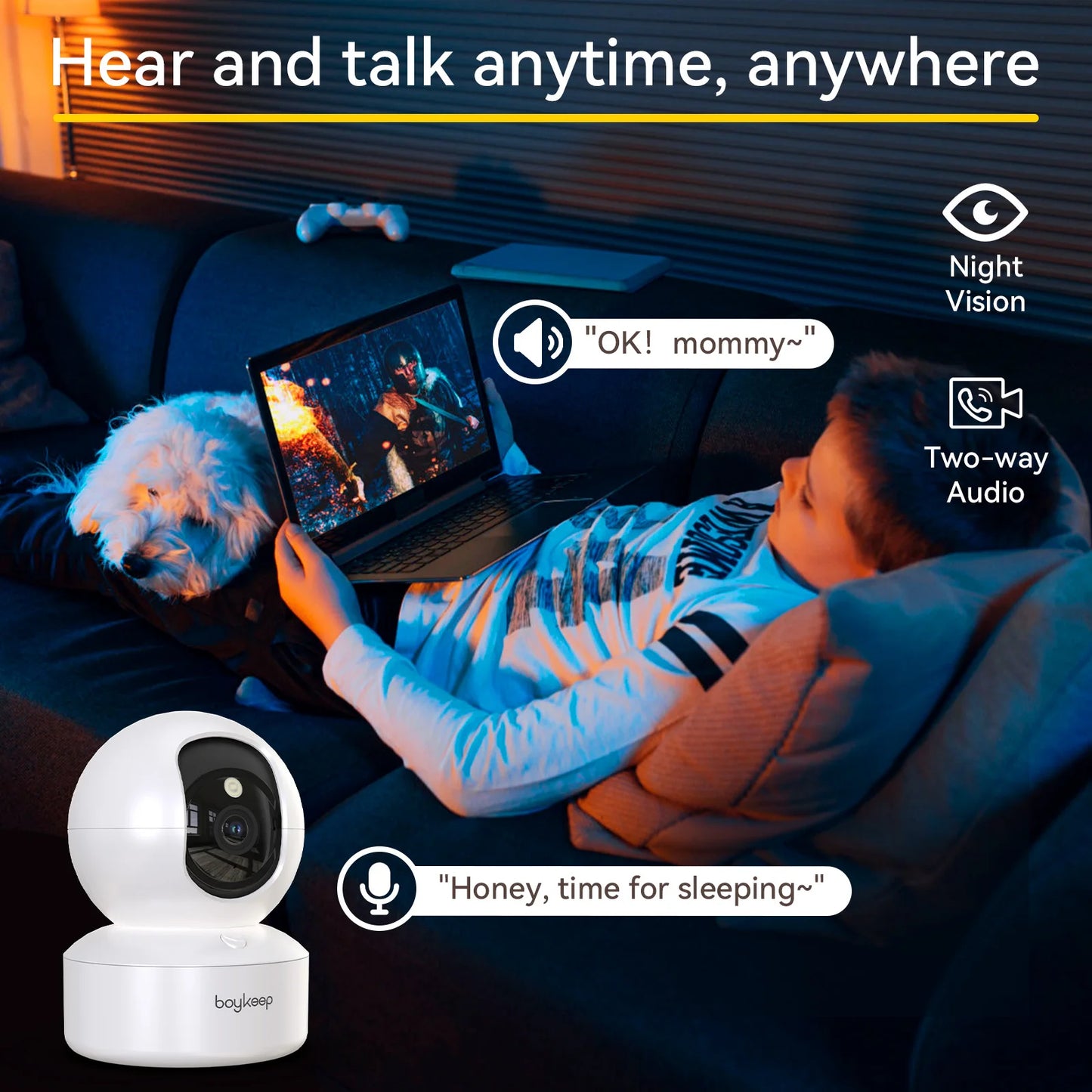 BoyKeep 3MP 5G 2.4GHz WiFi Indoor Security IP Baby Monitor Camera With Auto Tracking