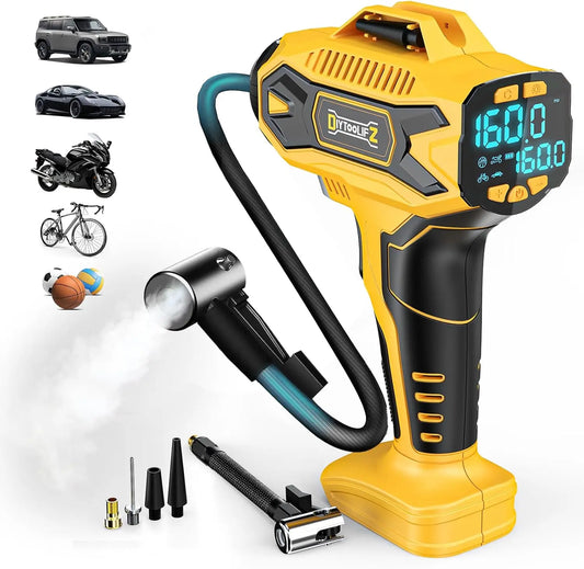 Iosn Cordless Digital Tire Inflator Kit With 160 PSI Gauge Auto Shut Off Fast 30 L Per Min For Cars
