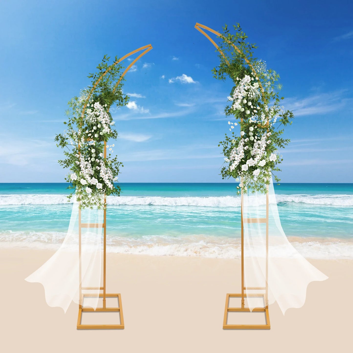 Wedding Arched Backdrop Stand Set Metal Floor Standing 2 Pieces With Durable Steel Frame