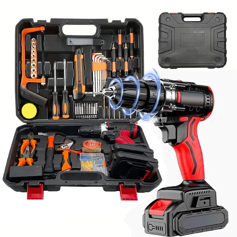 Drill Combo Kit HighPerformanceIndustrialGrade AllInOne With Two Batteries DualSpeed LED