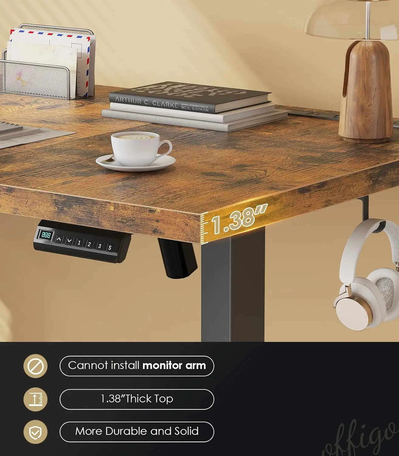 Executive Electric Standing Desk With Height Adjustment And Built In Power Outlet Sit Stand Desk From 29.1 To 48 Inches