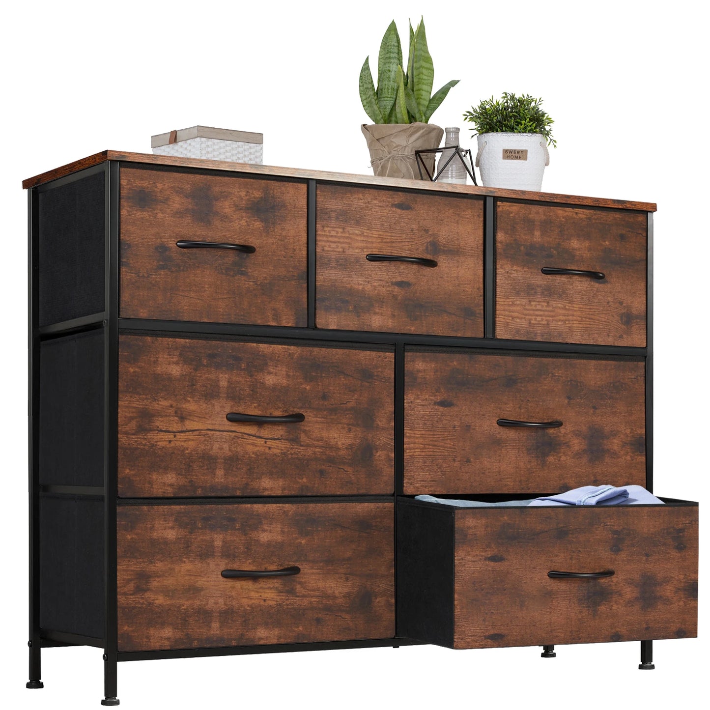 JHK Dresser With Seven Fabric Drawers Storage Cabinet