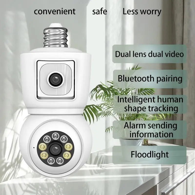 SECUEY 8MP E27 Bulb WiFi Camera 4K Dual Lens Auto Tracking Night Vision CCTV Security