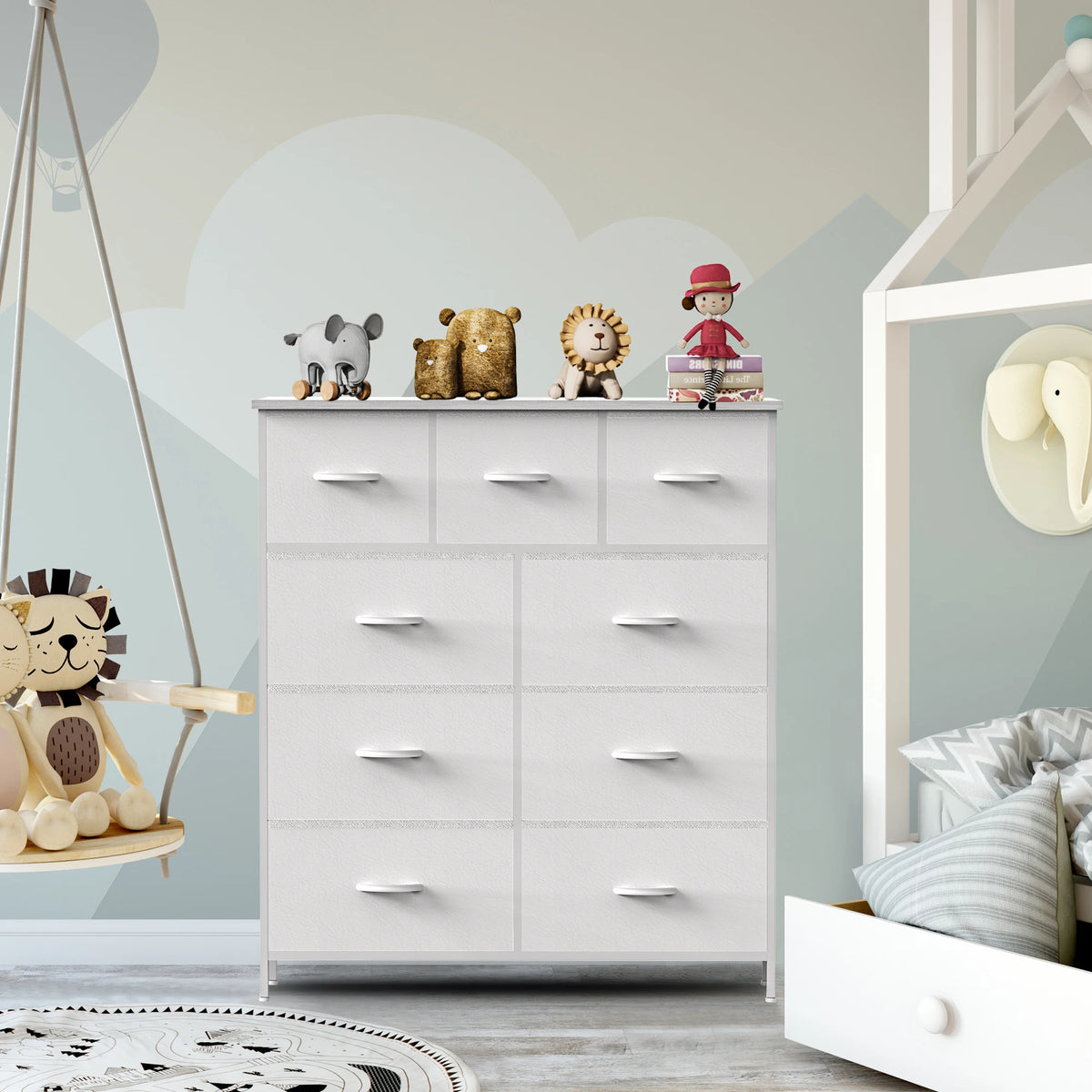 JHK Modern 9 Drawer Fabric Storage Wardrobe Organizer TV Stand