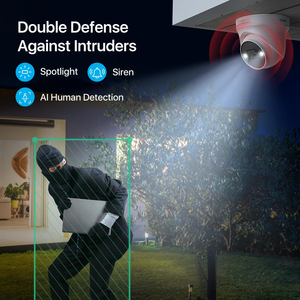 ZOSI 4K 8MP PoE Surveillance Kit System 8 Channel NVR AI With Weatherproof Cameras And Smart Alerts