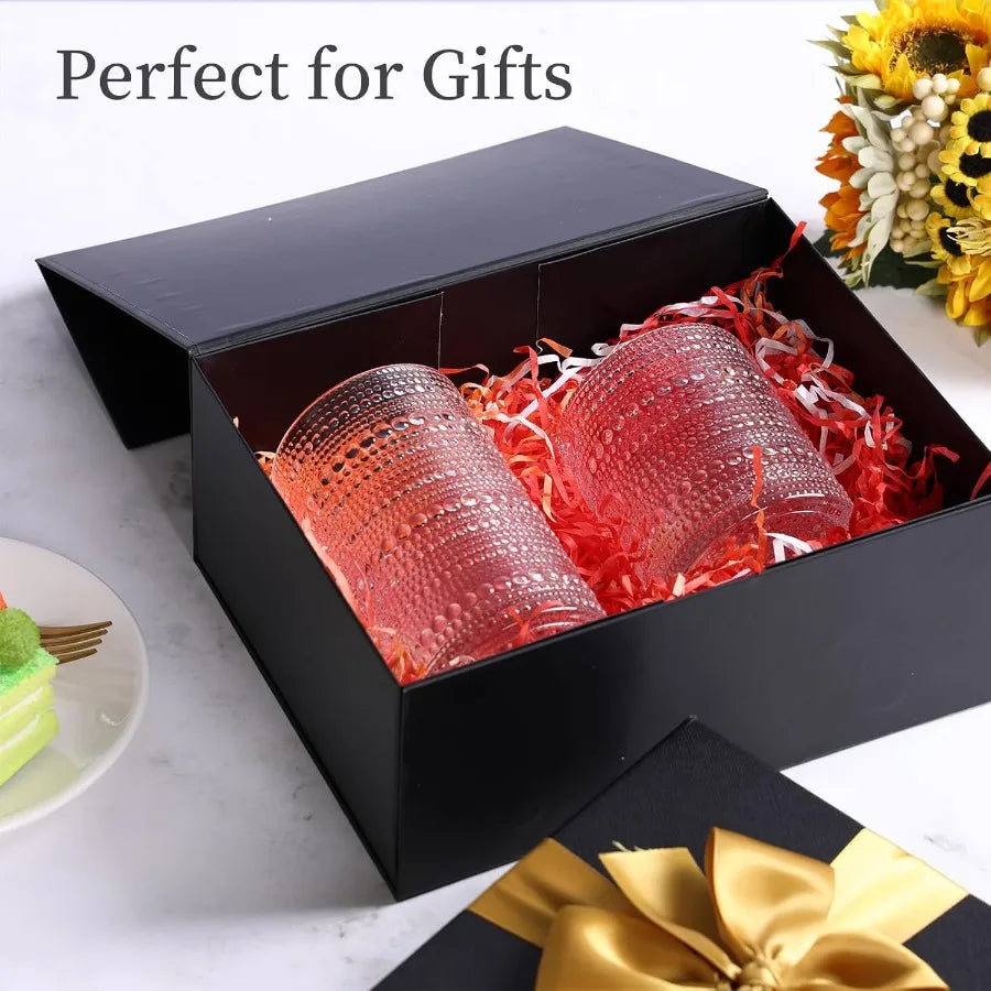 Hobnail Drinking Glasses Set Of 12 Clear Embossed Glassware For Water Juice And Cocktails
